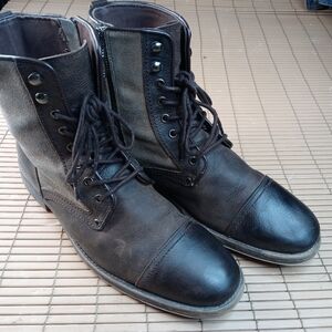 Aston Grey Collection "Bowers" Genuine Brown Leather and suede Cap toe side zip